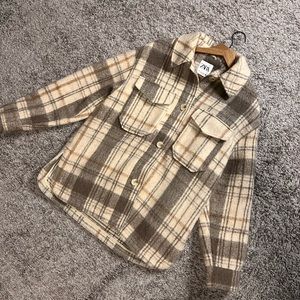 Zara Plaid Jacket in Beige and Brown